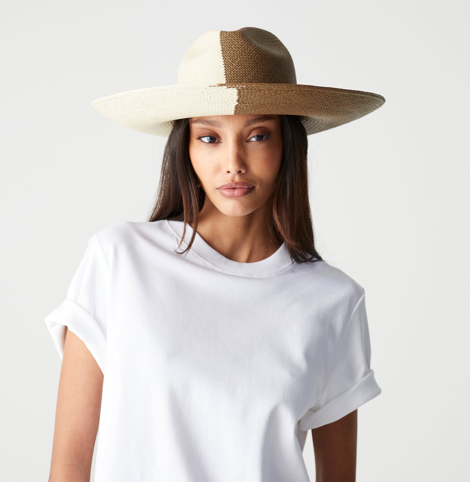 NWT Uma Two-Tone Modern Handwoven Panama Hat - Cafe Society Uma – Cafe Society main image 2